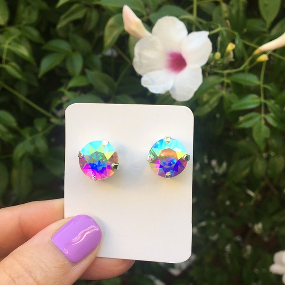 Aurora Borealis + Silver Crystal Earrings - Picture 5 of 12